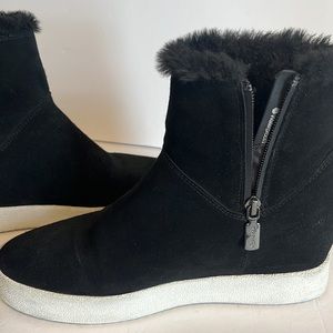 Blondo Womens Haven Boots Faux Fur Suede Black Waterproof Booties Size 8M
